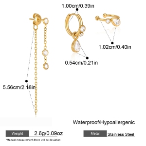 Boucles D'Oreilles Pour Femmes, Style Goutte Simple, En Acier Inoxydable, Imperméables, Couleur Or h5 