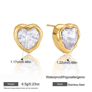 Ensembles De Colliers Pour Femmes En Acier Inoxydable, Imperméables, Couleur Or Et Zircon, Avec Motif Cœur h5