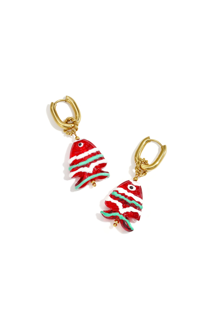 Boucles d'oreilles pendantes en acier inoxydable, motif poisson, collection Daily Simple, bijoux pour femmes