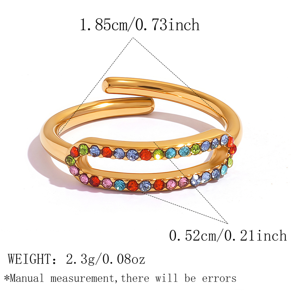 Bagues Fantaisie Simple Series Daily, Forme Irrégulière, Ajourées, En Acier Inoxydable Étanche, Couleur Or, Ornées De Strass.