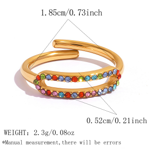 Bagues Fantaisie Simple Series Daily, Forme Irrégulière, Ajourées, En Acier Inoxydable Étanche, Couleur Or, Ornées De Strass. h5