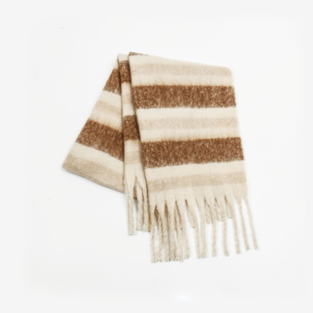 Écharpes d'hiver à rayures quotidiennes et pompons de couleur assortie, collection Simple Series