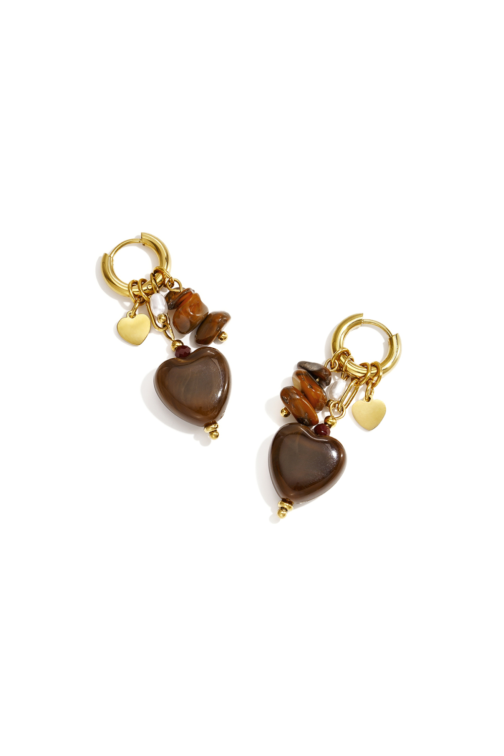 Boucles D'Oreilles En Perles D'Acier Inoxydable En Forme De Cœur, Collection Daily Simple, Bijoux Pour Femmes 