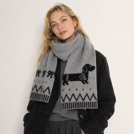 Écharpes d'hiver simples, mignonnes, à nœud papillon, couleur unie, motif teckel