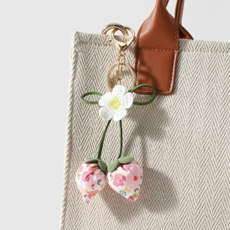 Breloques de sac en alliage fraise, nœud papillon et fleur douce, série simple