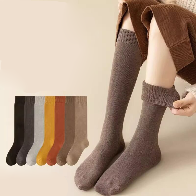 Chaussettes Montantes Basiques À Rebond Léger, Couleur Unie h5Image3