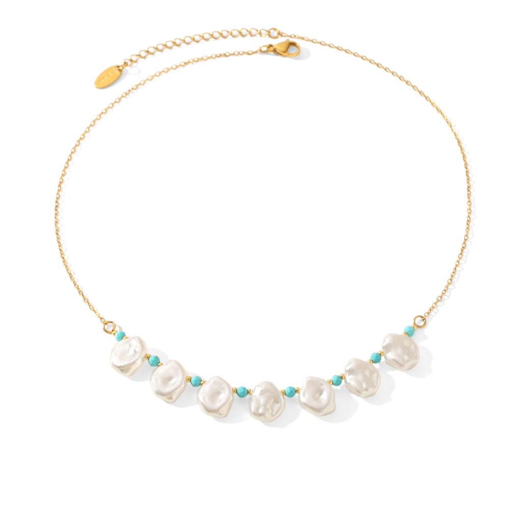 Colliers De Perles Pour Femmes, Collection Simple, Forme Irrégulière, Couleurs Assorties, En Acier Inoxydable, Couleur Or, Étanches. 