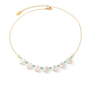 Colliers De Perles Pour Femmes, Collection Simple, Forme Irrégulière, Couleurs Assorties, En Acier Inoxydable, Couleur Or, Étanches. h5 