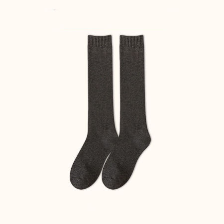 Chaussettes montantes basiques à rebond léger, couleur unie 2