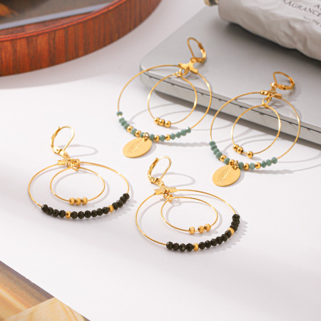 Boucles d'oreilles pendantes pour femme, style simple, avec pompons et perles, en acier inoxydable étanche, couleur or. 2