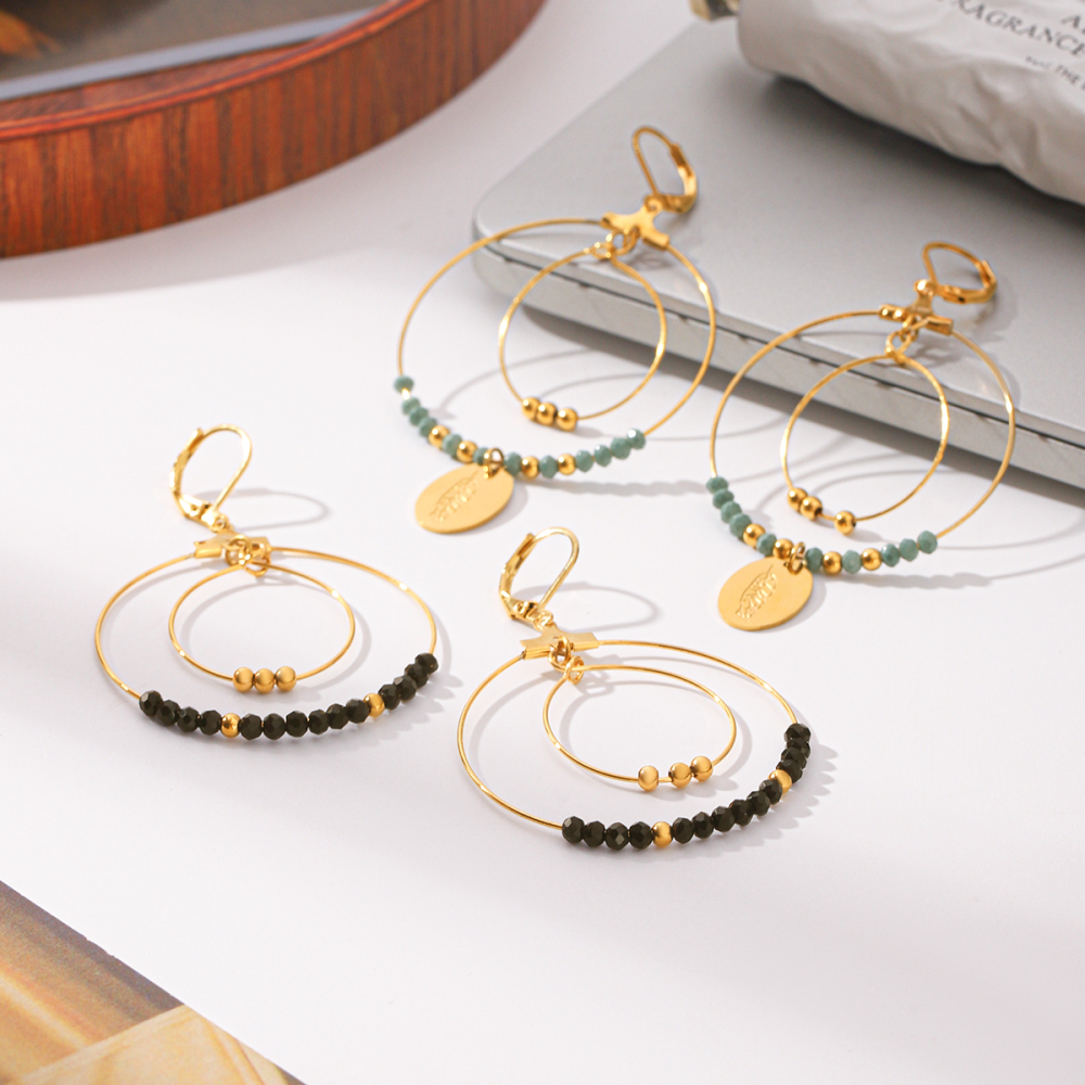 Boucles D'Oreilles Pendantes Pour Femme, Style Simple, Avec Pompons Et Perles, En Acier Inoxydable Étanche, Couleur Or. h5Image3