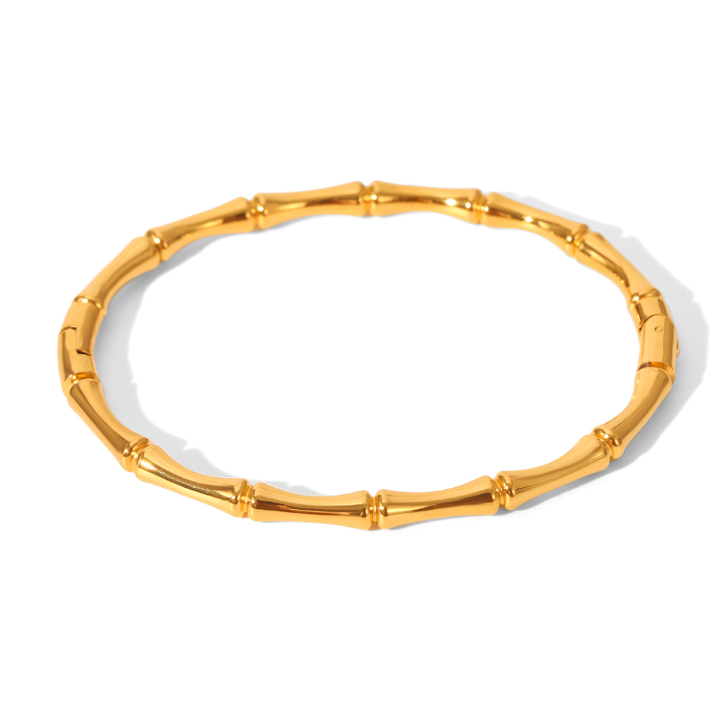 Bracelet Jonc Pour Femme En Acier Inoxydable, Couleur Or, Forme Irrégulière, Couleur Unie, Fil, Style Simple, Étanche. 