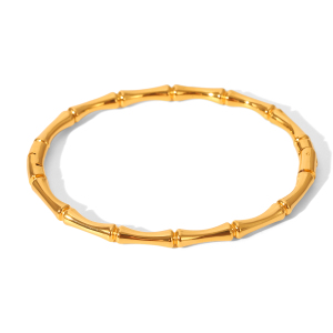 Bracelet Jonc Pour Femme En Acier Inoxydable, Couleur Or, Forme Irrégulière, Couleur Unie, Fil, Style Simple, Étanche. h5 