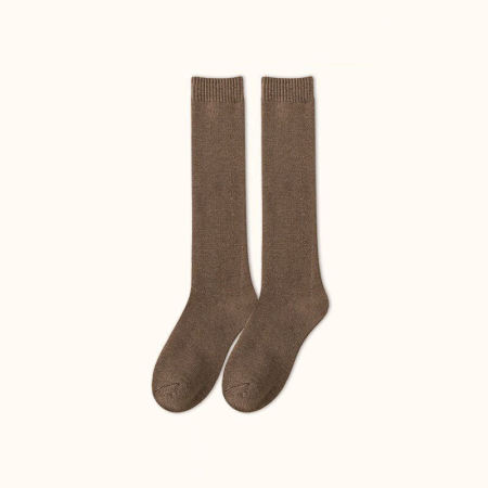 Chaussettes montantes basiques à rebond léger, couleur unie