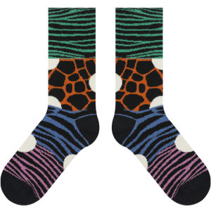 Chaussettes Mi-Mollet Unisexes Rétro À Blocs De Couleurs Et Imprimé Léopard. h5 