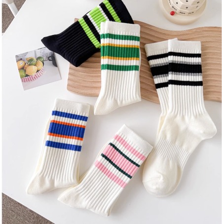 Chaussettes mi-mollet à rayures basiques High Bounce Color Clash