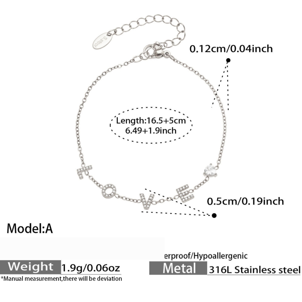 Bracelet Chaîne Femme Élégant En Acier Inoxydable, Étanche, Couleur Or, Avec Lettre, De La Série Luxueuse 