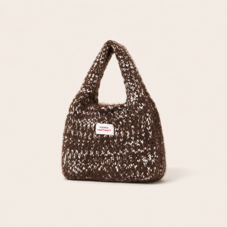 Sac à main rond pour femme, style décontracté, en polyester tissé uni et duveteux