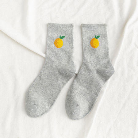 Chaussettes mi-mollet unisexes décontractées, unies, à motifs géométriques de fruits et légumes