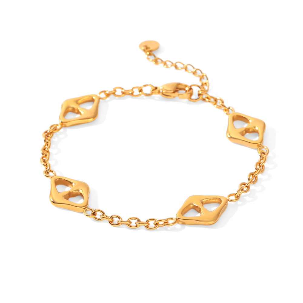Ensembles De Bijoux Pour Femmes Simple Series Daily Irregular Shape Chain Infinity En Acier Inoxydable Étanche Couleur Or