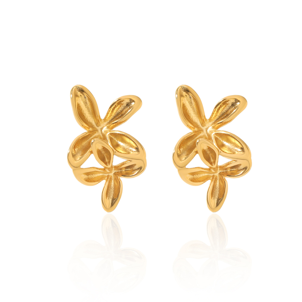 Boucles D'Oreilles Puces Pour Femmes Simple Series Daily Flower En Acier Inoxydable Étanche Couleur Or