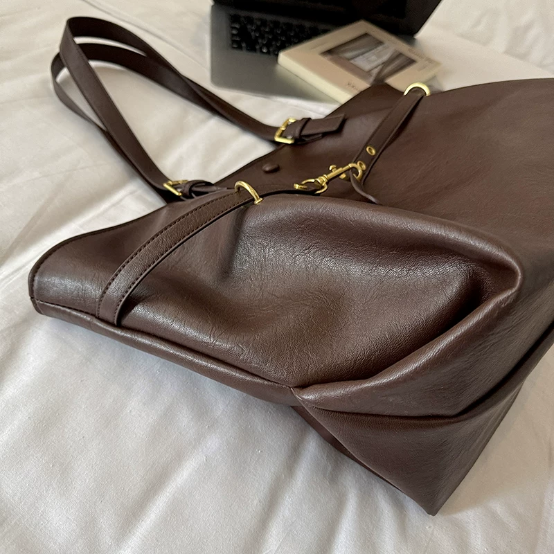 Sacs Fourre-Tout Pour Femmes En Pu À Pois, Style Décontracté, Avec Quincaillerie En Métal Et Couleur Unie h5Image8