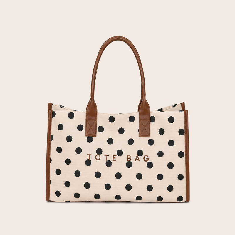 Sacs Cabas Carrés En Toile Pour Femmes, Style Décontracté, Sans Lettres, À Rayures Et À Pois Image2