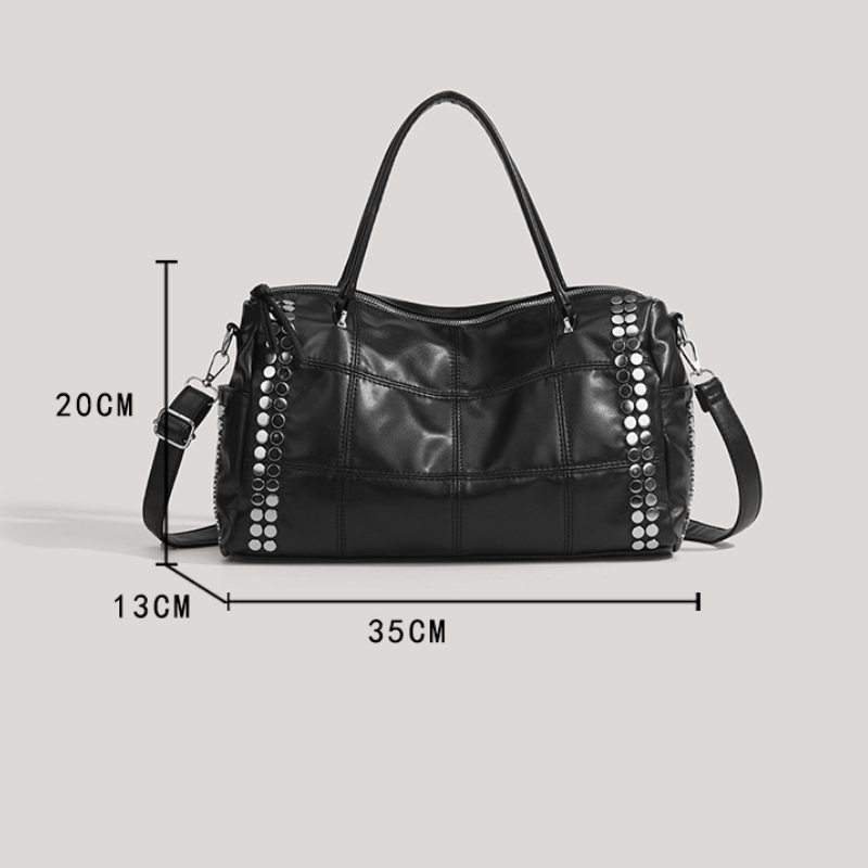 Sacs De Sport Et De Voyage Pour Femmes, Style Décontracté, Avec Quincaillerie Métallique Et Clous, Couleur Unie, En Pu De Qualité Supérieure. Image7