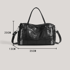 Sacs De Sport Et De Voyage Pour Femmes, Style Décontracté, Avec Quincaillerie Métallique Et Clous, Couleur Unie, En Pu De Qualité Supérieure. h5 Image7