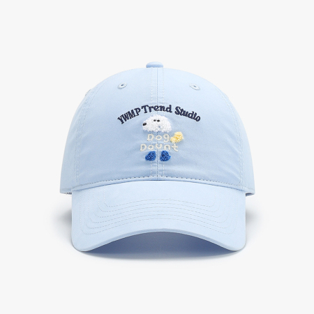 Casquette de baseball femme en coton avec broderie de chien et lettre