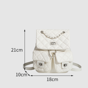Sac À Dos Femme En Pu De Qualité Supérieure, Style Décontracté, Surpiqûres Matelassées, Fermetures Métalliques, Couleur Unie Et Chaîne. h5 Image6