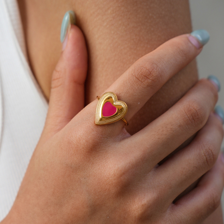 Bagues tendance Simple Series Daily Heart en acier inoxydable étanche couleur or