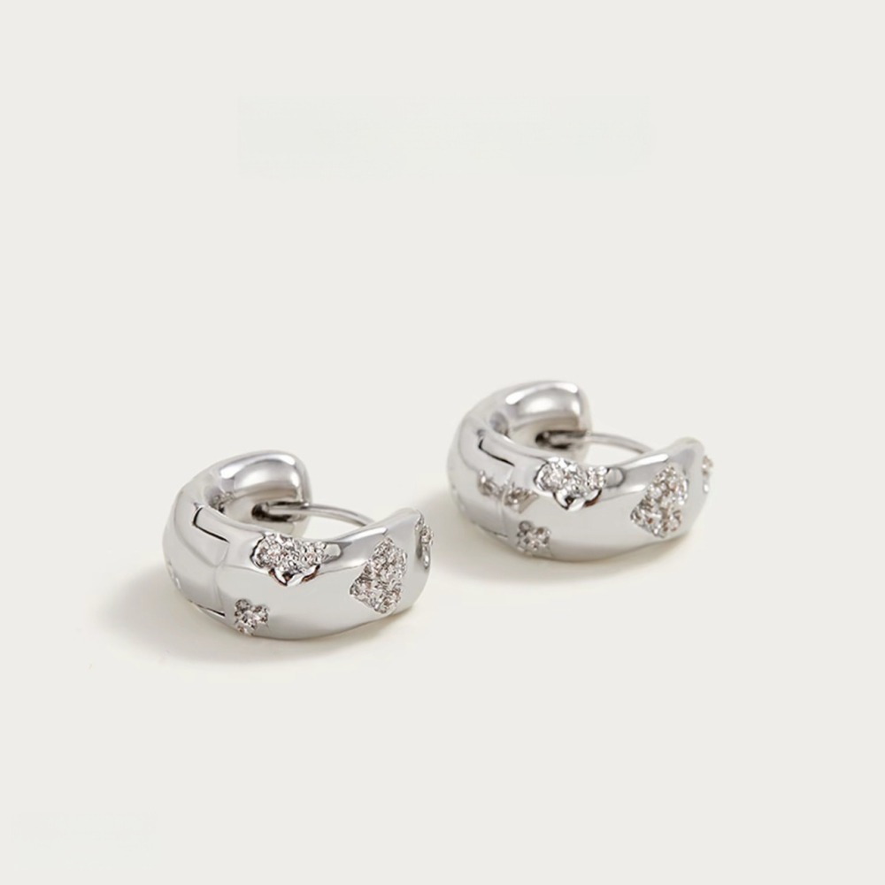 Boucles D'Oreilles Créoles Élégantes En Forme De Cœur, Couleur Cuivre Doré Et Zircon, Collection Simple Series Image2