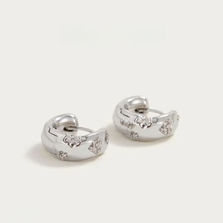Boucles d'oreilles créoles élégantes en forme de cœur, couleur cuivre doré et zircon, collection Simple Series 2