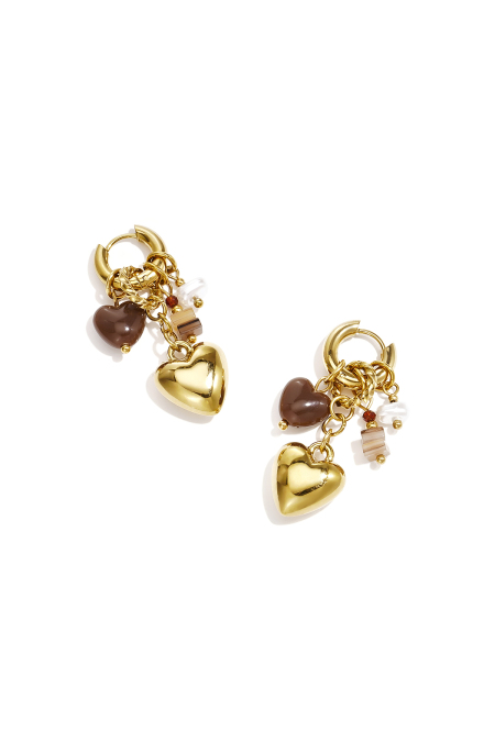 Boucles D'Oreilles En Perles D'Acier Inoxydable En Forme De Cœur, Collection Daily Simple, Bijoux Pour Femmes