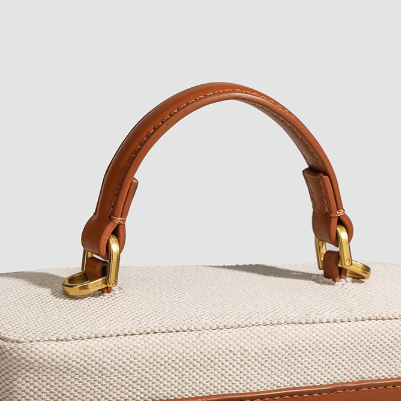 Sacs À Main Carrés Pour Femmes En Toile Patchwork Unie, Style Parisien Chic Image8