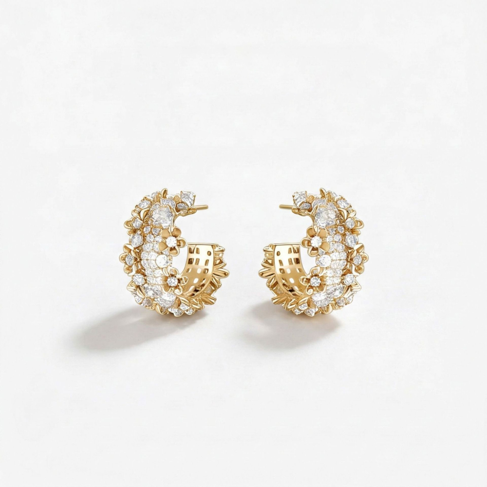 Boucles D'Oreilles Puces Pour Femmes, Élégantes, De Forme Irrégulière, Couleur Cuivre Doré, Collection Luxious Series 