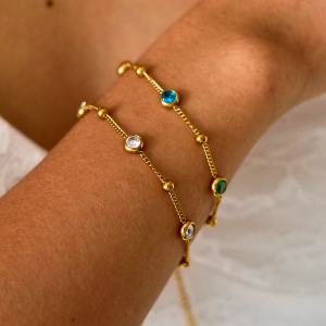 Bracelet Chaîne Femme Simple Series Daily Irregular Shape Circle En Acier Inoxydable Étanche Couleur Or Avec Zircon h5 Image2