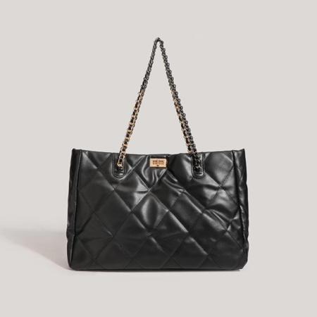 Sacs cabas carrés pour femmes en PU, style décontracté, surpiqûres matelassées, quincaillerie métallique, couleur unie, chaîne.