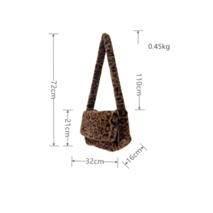 Sacs À Bandoulière Carrés Pour Femmes, Style Décontracté, En Fausse Fourrure Imprimée Léopard. h5 Image5