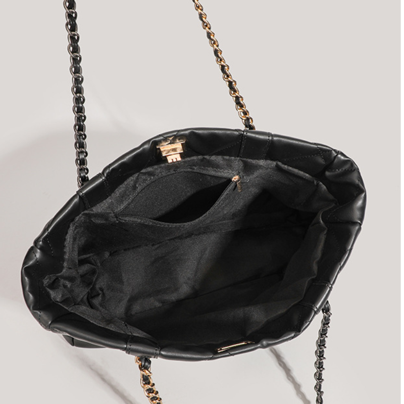 Sacs Cabas Carrés Pour Femmes En Pu, Style Décontracté, Surpiqûres Matelassées, Quincaillerie Métallique, Couleur Unie, Chaîne. Image5