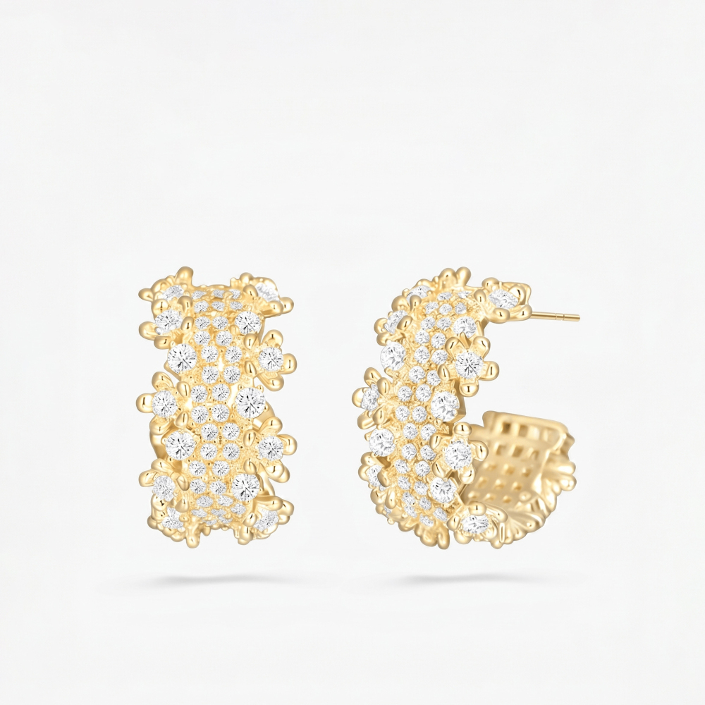Boucles D'Oreilles Puces Pour Femmes, Élégantes, De Forme Irrégulière, Couleur Cuivre Doré, Collection Luxious Series Image5