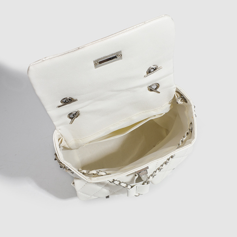 Sac À Dos Femme En Pu De Qualité Supérieure, Style Décontracté, Surpiqûres Matelassées, Fermetures Métalliques, Couleur Unie Et Chaîne. Image3