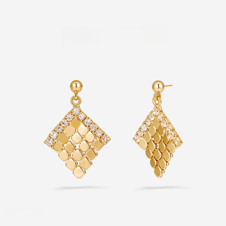 Boucles d'oreilles pendantes pour femme, élégantes et géométriques, en cuivre, collection Luxious Series