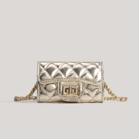 Sac bandoulière carré pour femme en PU, style décontracté, surpiqûres matelassées, finitions métalliques, couleur unie et chaîne. 2