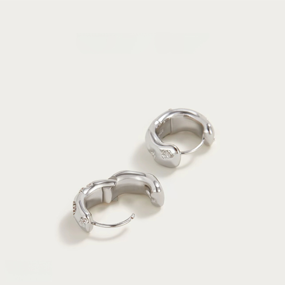 Boucles D'Oreilles Créoles Élégantes En Forme De Cœur, Couleur Cuivre Doré Et Zircon, Collection Simple Series Image3
