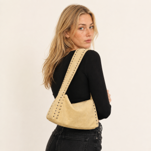 Sacs À Bandoulière Carrés Pour Femmes, Style Décontracté, Ornés De Clous Métalliques Et De Rivets En Daim Uni h5 Image3
