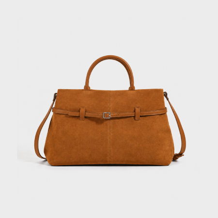 Sacs à main carrés pour femmes en daim uni, style bureau, avec quincaillerie en métal