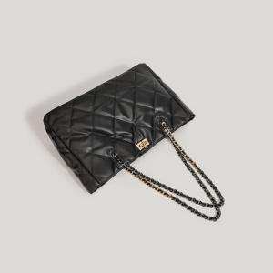 Sacs Cabas Carrés Pour Femmes En Pu, Style Décontracté, Surpiqûres Matelassées, Quincaillerie Métallique, Couleur Unie, Chaîne. h5 Image2