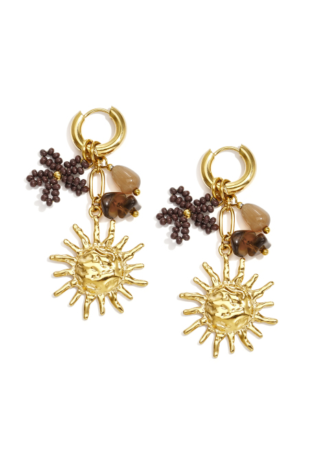 Boucles d'oreilles en perles d'acier inoxydable, collection Sun Simple Daily Simple, bijoux pour femmes